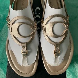 NIB Women Coach Jeri Metal Leather Sandals